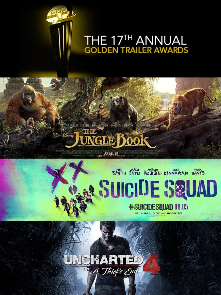 Golden Trailer Awards, The Jungle Book, Suicide Squad, Uncharted 4,