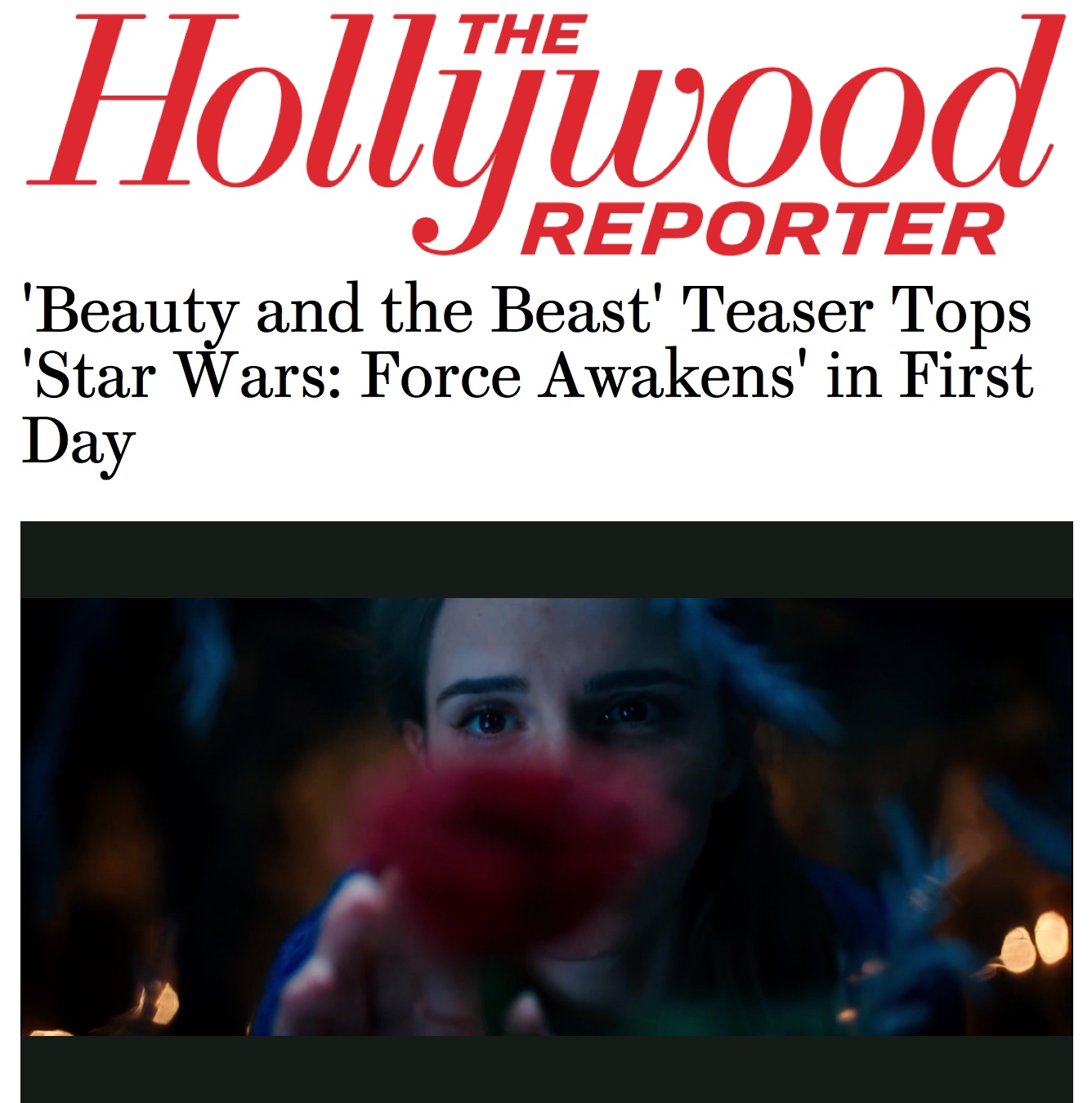 Hollywood Reporter Beauty And The Beast Dethrones Star Wars Trailer