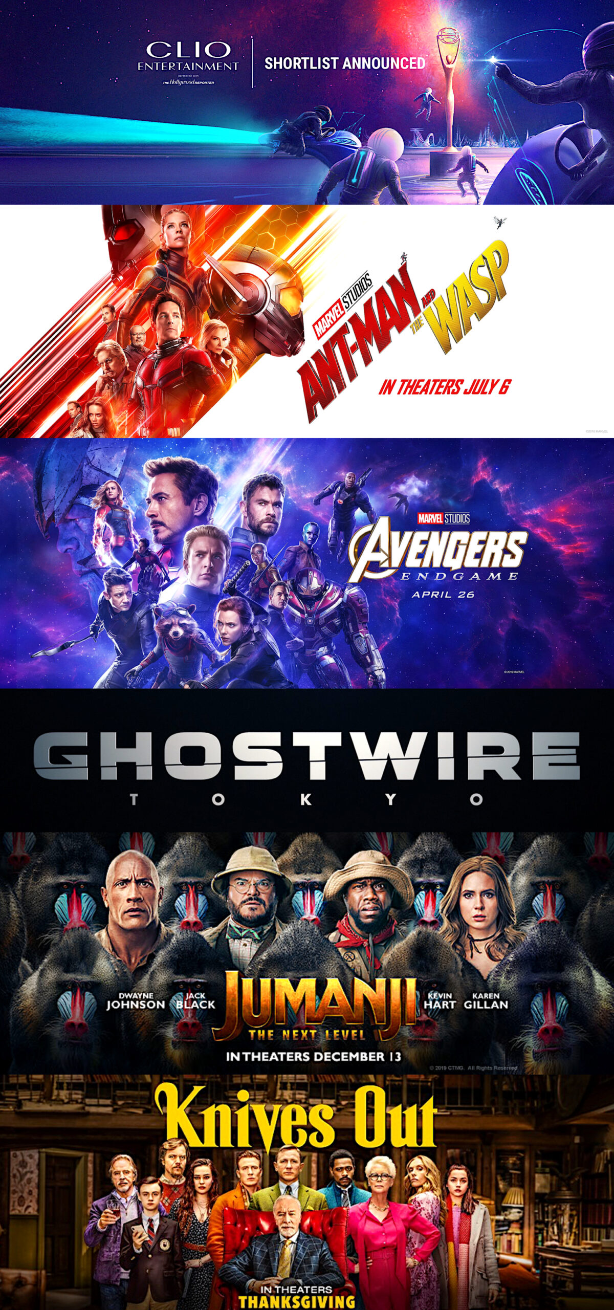 2019 CLIO Entertainment Awards with The Hit House's trailer music & sound design work.